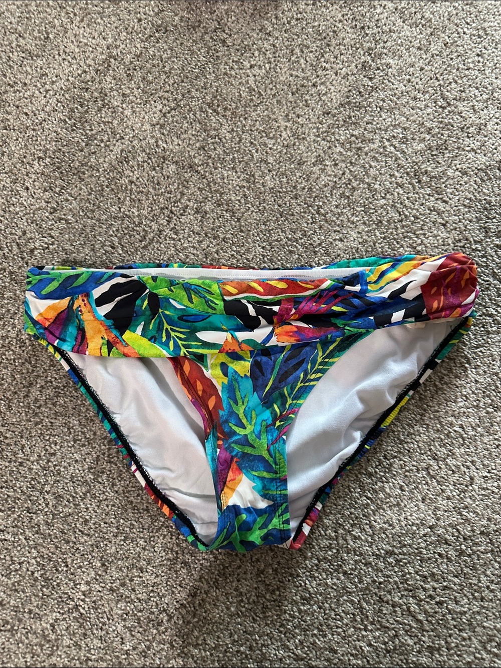 Lauren Ralph Lauren Vibrant Tropical Leaf Bikini Bottoms in Green, Blue & Yellow